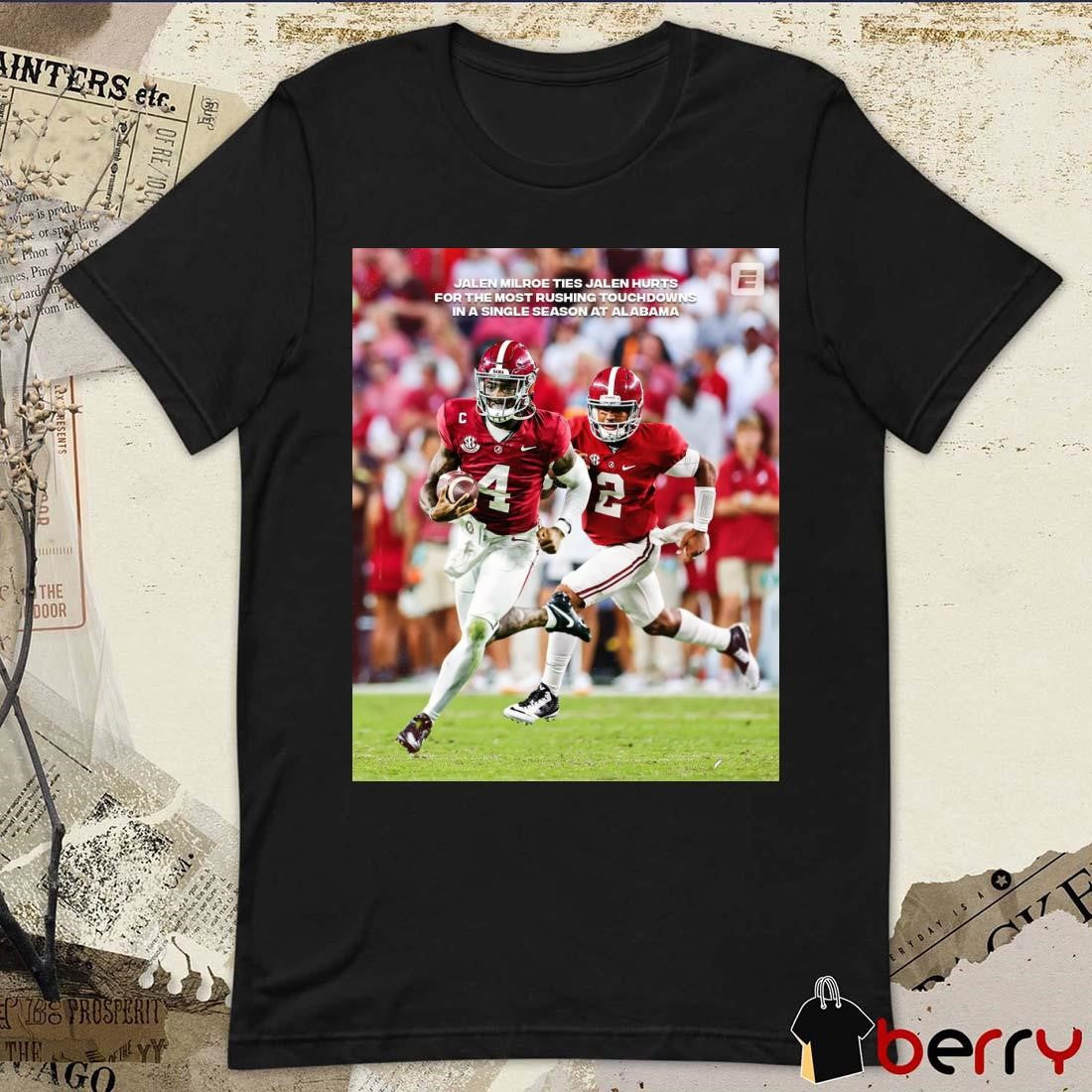Jalen Milroe Ties Jalen Hurts For The Most Rushing Touchdowns In A Single Season At Alabama Poster t-shirt