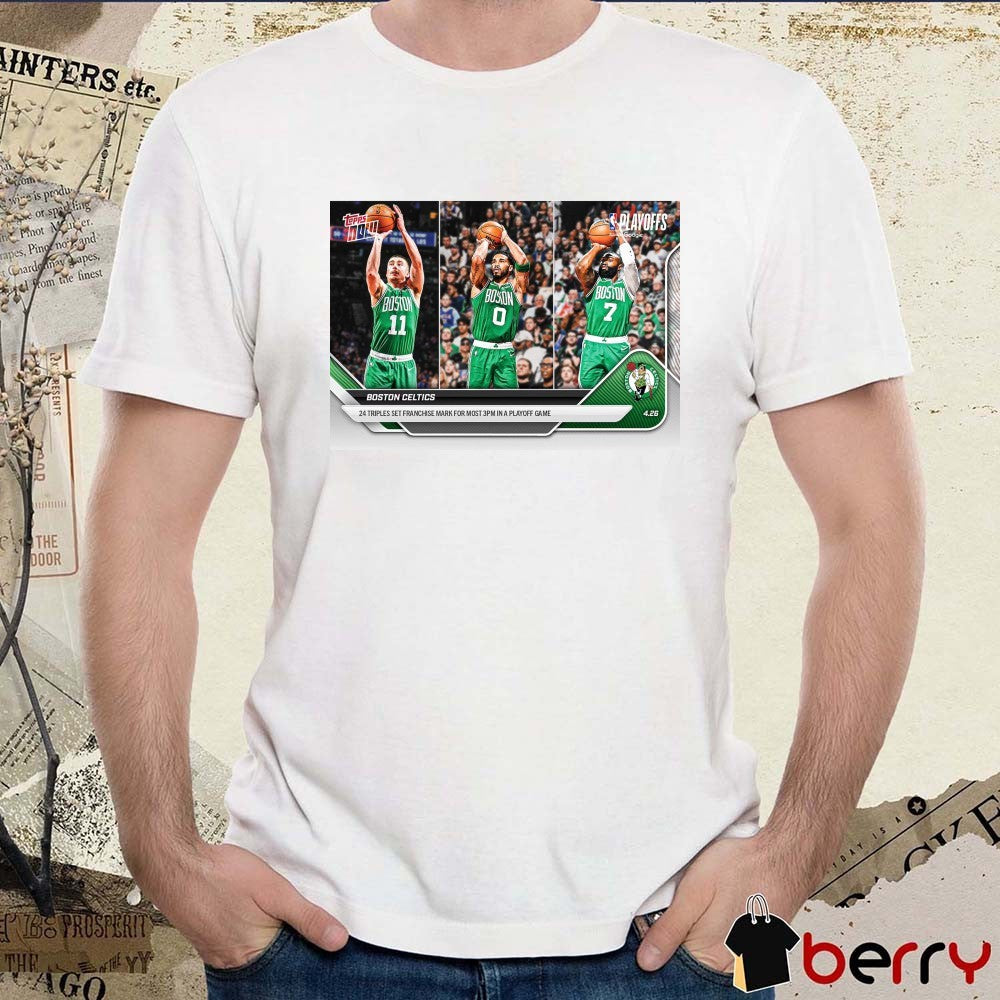 Jayson Tatum Jaylen Brown Kristaps Boston Celtics 2025-26 NBA Topps NOW Poster t-shirt