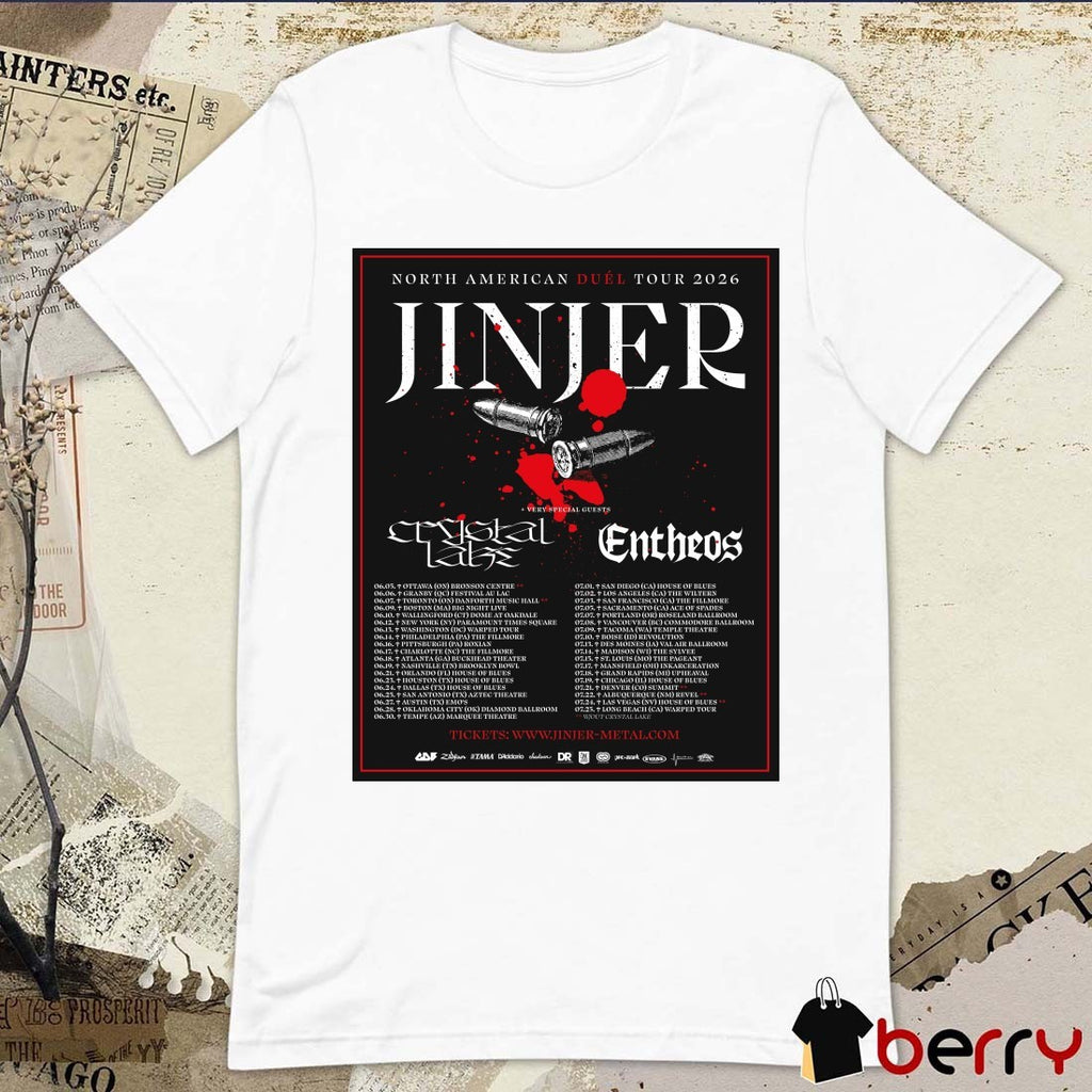 Jinjer North American Tour 2026 Featuring Special Guests Crystal Lake And Entheos Poster t-shirt