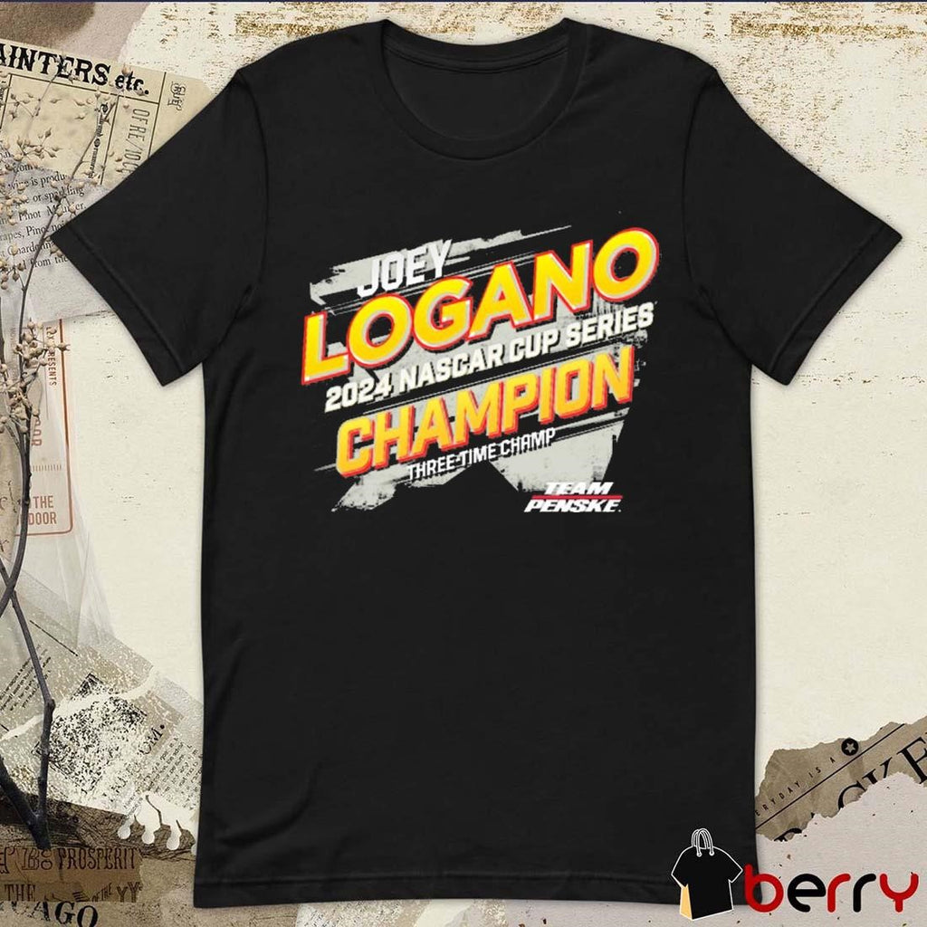 Joey Logano Team Penske 2024 NASCAR Cup Series Champion Three-Time Champ Vintage t-shirt