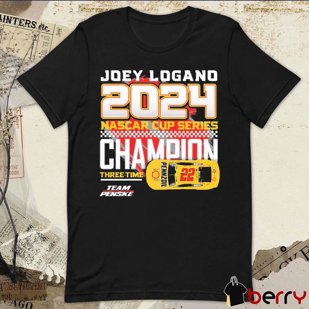 Joey Logano Team Penske NASCAR Cup Series Champion Three-Time Car t-shirt