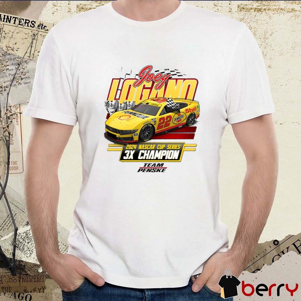 Joey Logano Team Penske Three-Time NASCAR Cup Series Champion 3X Champion Vintage Car t-shirt