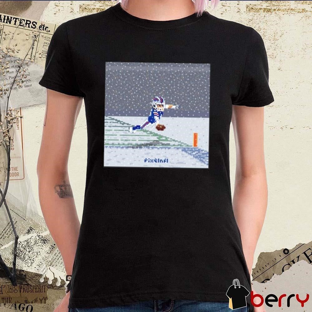 Josh Allen Flying Touchdown Snow Pixel Buffalo Bills NFL t-shirt