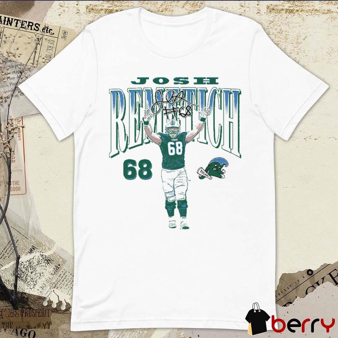 Josh Remetich #68 Tulane Green Waves Signature Graphic t-shirt