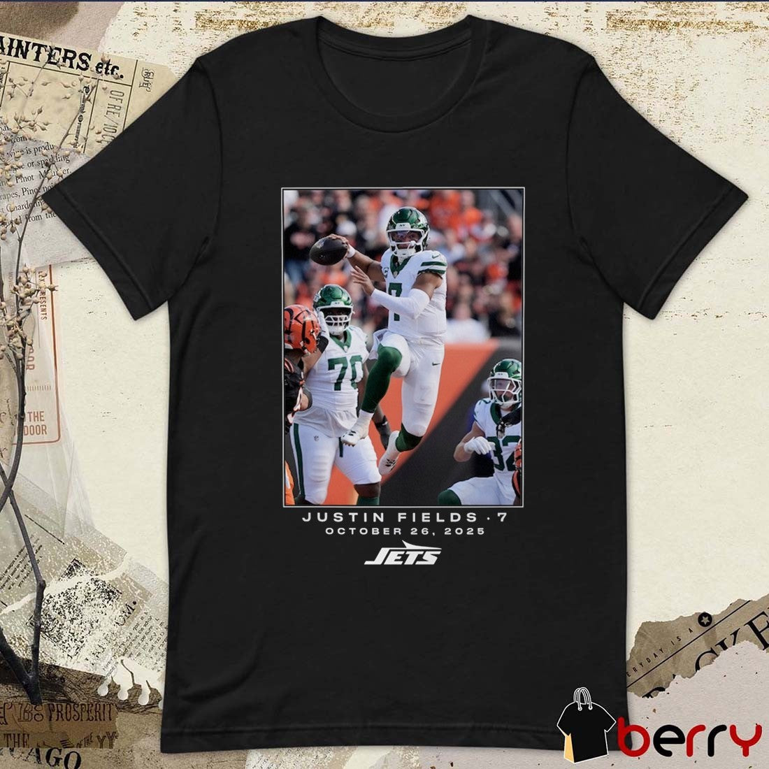 Justin Fields New York Jets NFL Flash Features Week 8 October 26 2025 t-shirt