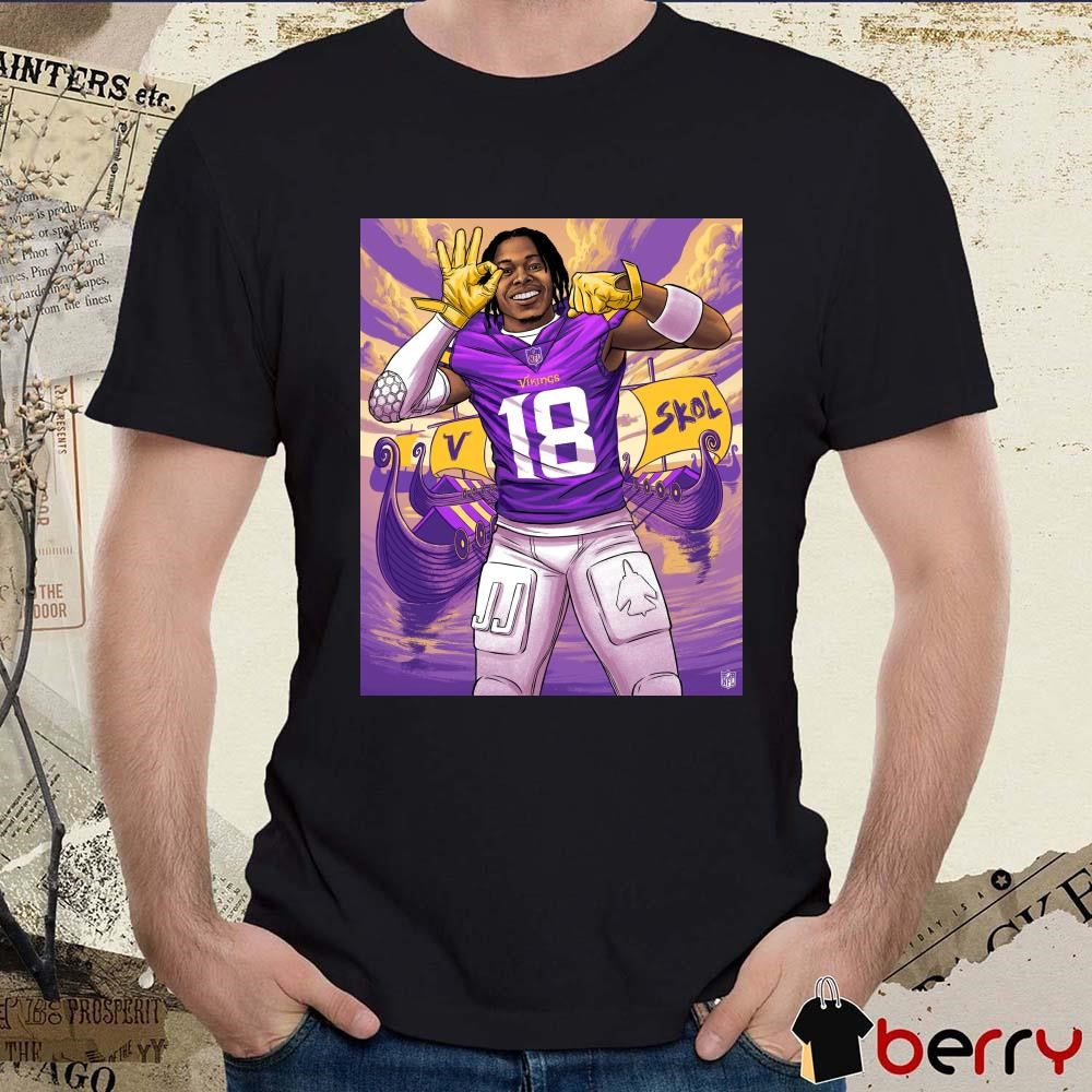 Justin Jefferson Minnesota Vikings NFL Most Receiving Yards By A Player In His First 5 Seasons Poster t-shirt