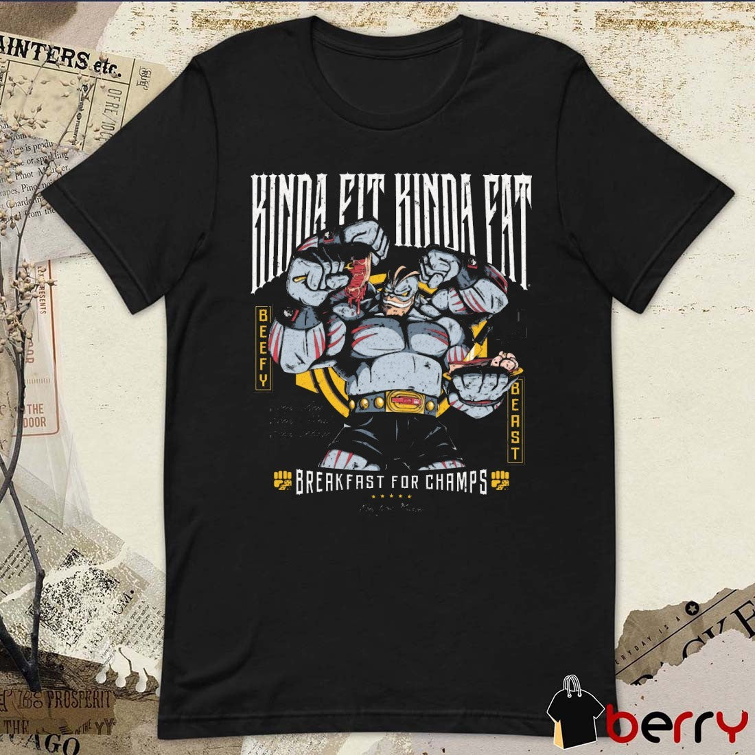 Kinda Fit Kinda Fat Breakfast For Champs Obey Your Hunger Every Rep Every Meal Every Stage Cartoon t-shirt