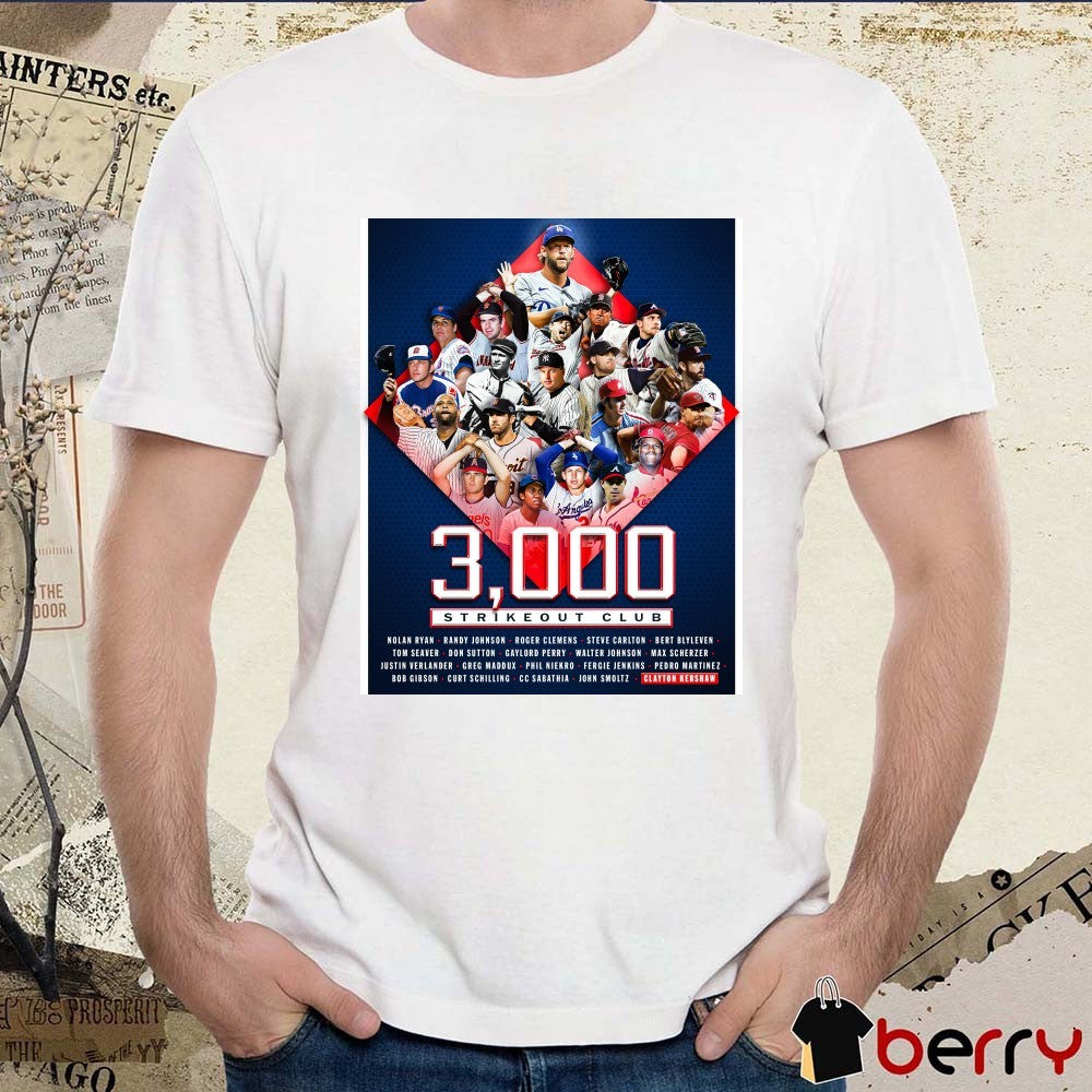 Los Angeles Dodgers Clayton Kershaw Is The 20th Member Of The 3,000-strikeout Club Poster t-shirt