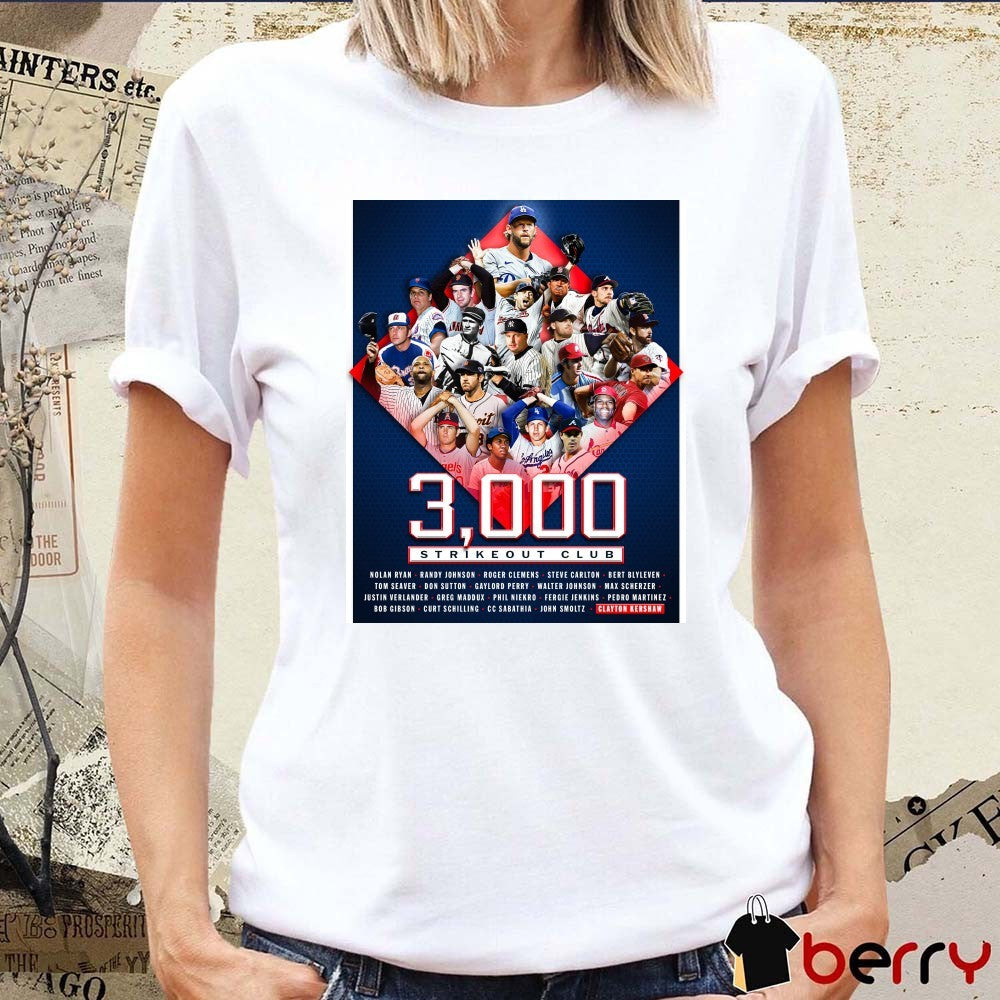 Los Angeles Dodgers Clayton Kershaw Is The 20th Member Of The 3,000-strikeout Club Poster t-shirt
