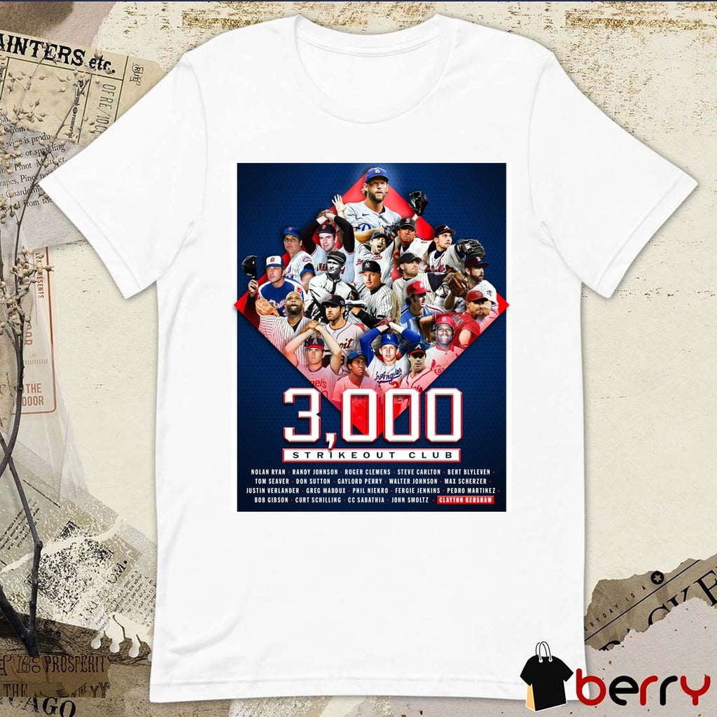 Los Angeles Dodgers Clayton Kershaw Is The 20th Member Of The 3,000-strikeout Club Poster t-shirt