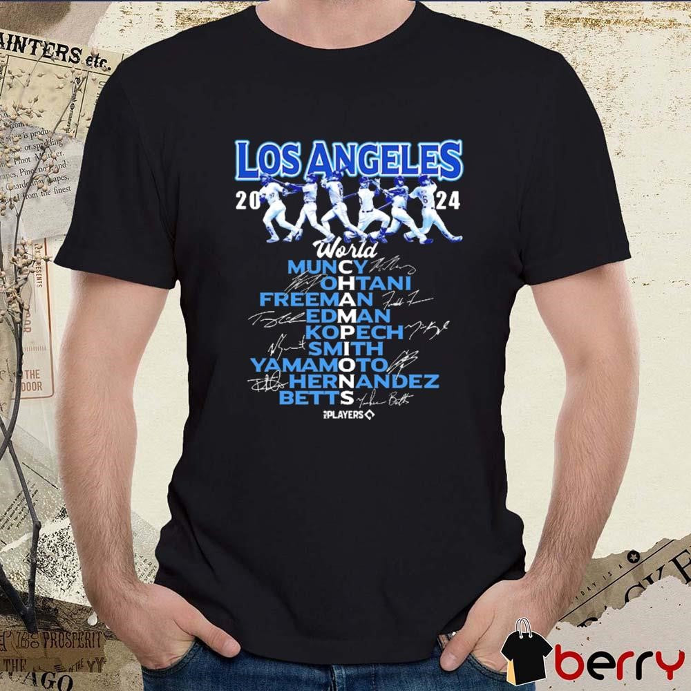 Los Angeles Dodgers MLB 2024 World Series Champions Players Signatures Graphic t-shirt