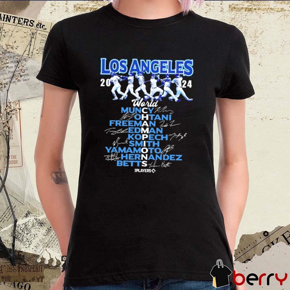 Los Angeles Dodgers MLB 2024 World Series Champions Players Signatures Graphic t-shirt