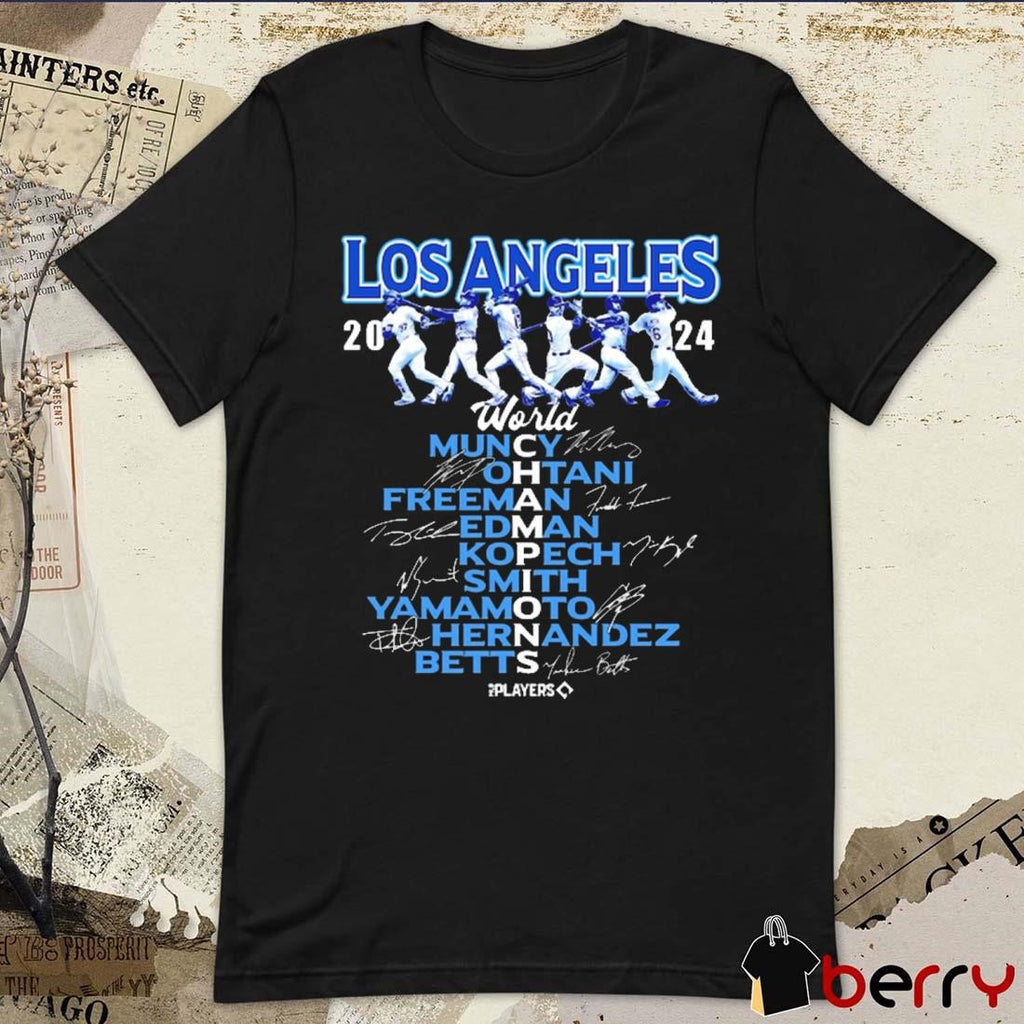 Los Angeles Dodgers MLB 2024 World Series Champions Players Signatures Graphic t-shirt