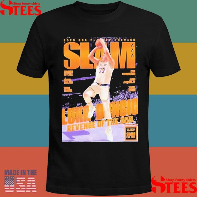 Luka Doncic From Los Angeles Lakers Revenge Of The Don 2025 Nba Playoff Preview Orange Metal Slam 255 Magazine Shirts