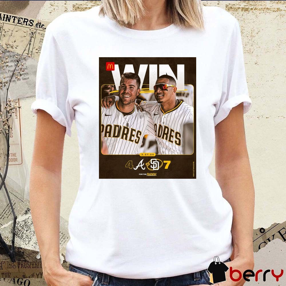 Manny Machado And Gavin Sheets San Diego Padres Win Atlanta Braves Final Score 7 – 4 Poster t-shirt