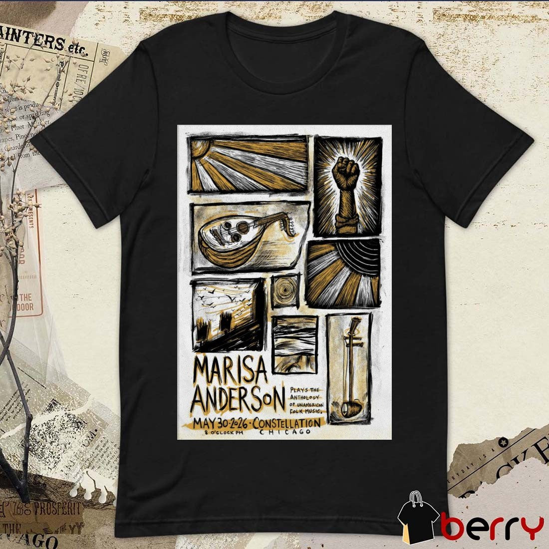 Marisa Anderson Comrade in Chicago IL May 30 2026 Plays The Anthology Of Unamerican Folk Music Poster t-shirt