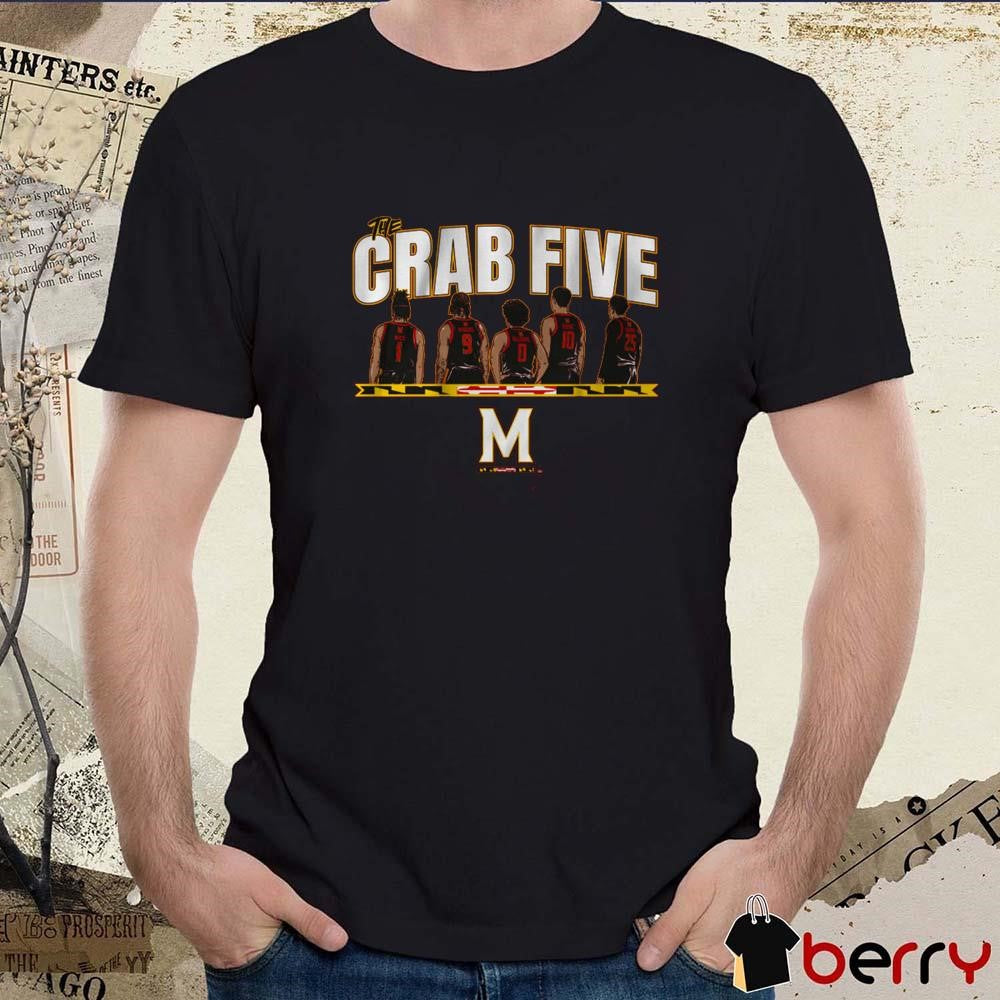 Maryland Terrapins The Crab Five Lineup Cartoon 2025 Graphic t-shirt