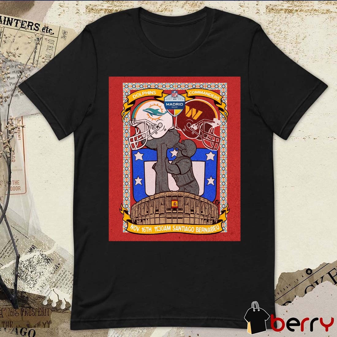 Miami Dolphins Vs Washington Commanders 2025 NFL Madrid Game November 16th 2025 Poster t-shirt