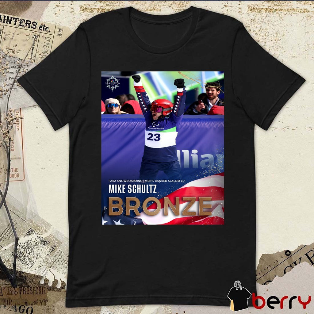 Mike Schultz Para Snowboarding Men’s Banked Slalom LL1 Bronze Medal Poster t-shirt