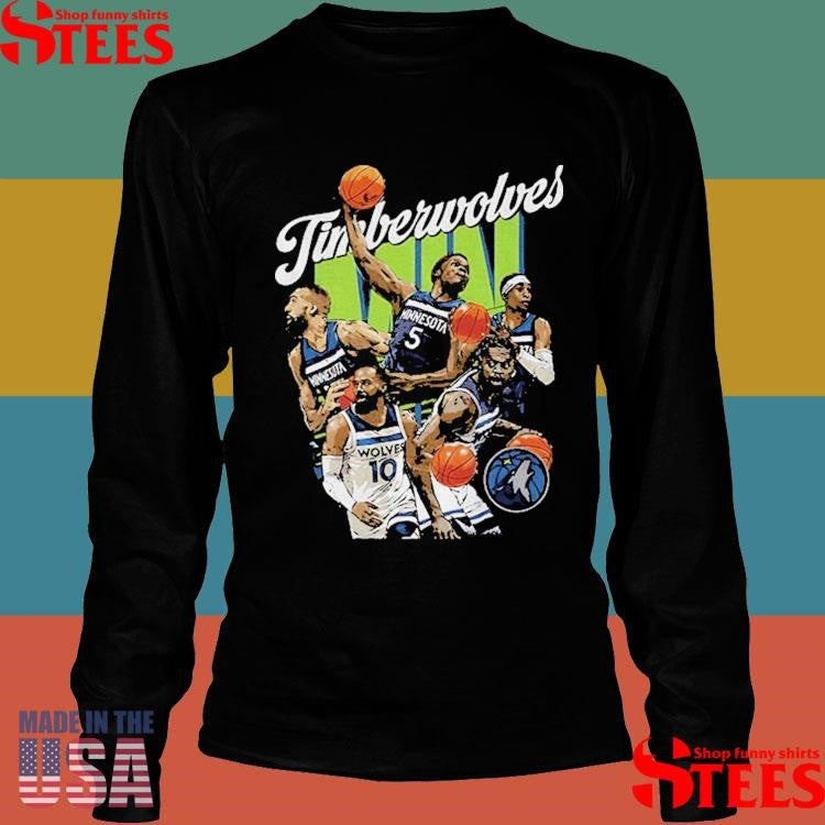 Minnesota Timberwolves Starting 5 Cartoon Player Basketball Nba Shirts