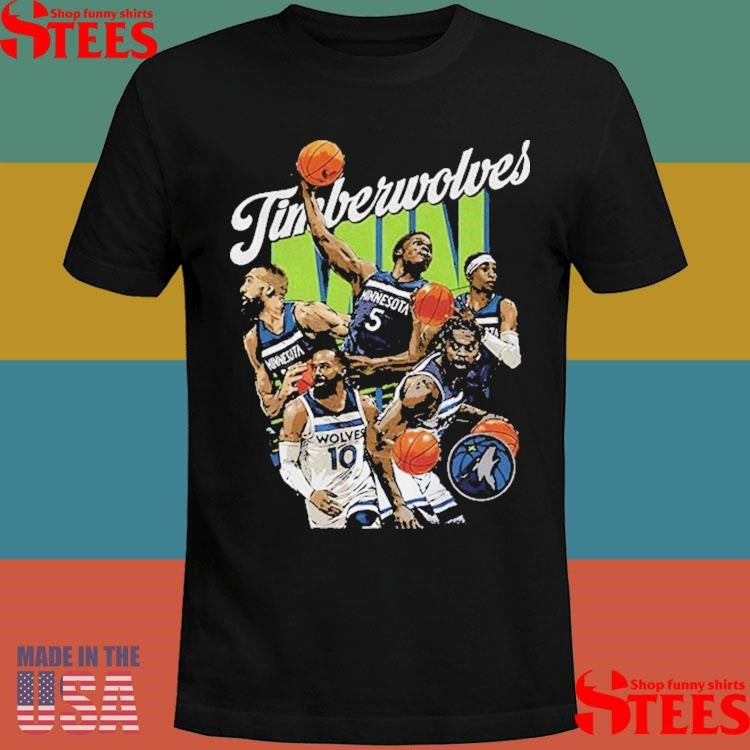 Minnesota Timberwolves Starting 5 Cartoon Player Basketball Nba Shirts