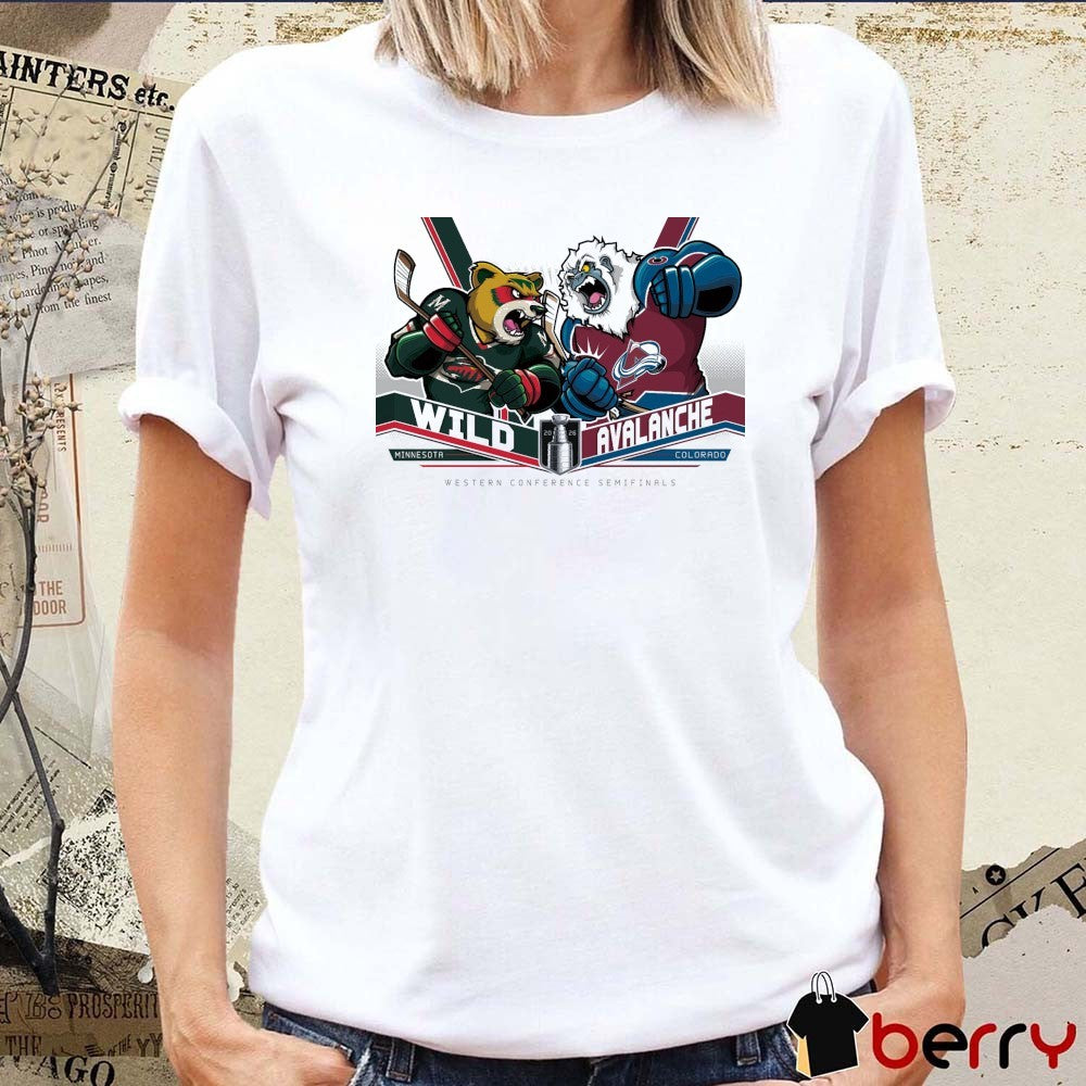 Minnesota Wild Vs Colorado Avalanche 2026 NHL Western Conference Semifinals Mascot t-shirt