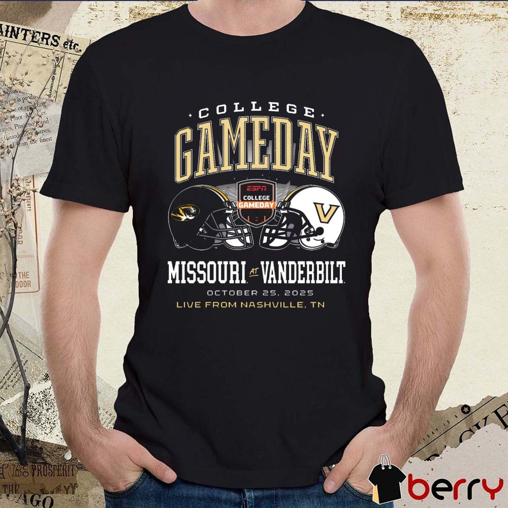 Missouri Tigers vs. Vanderbilt Commodore ESPN College GameDay Nashville TN October 25 2025 Helmet t-shirt