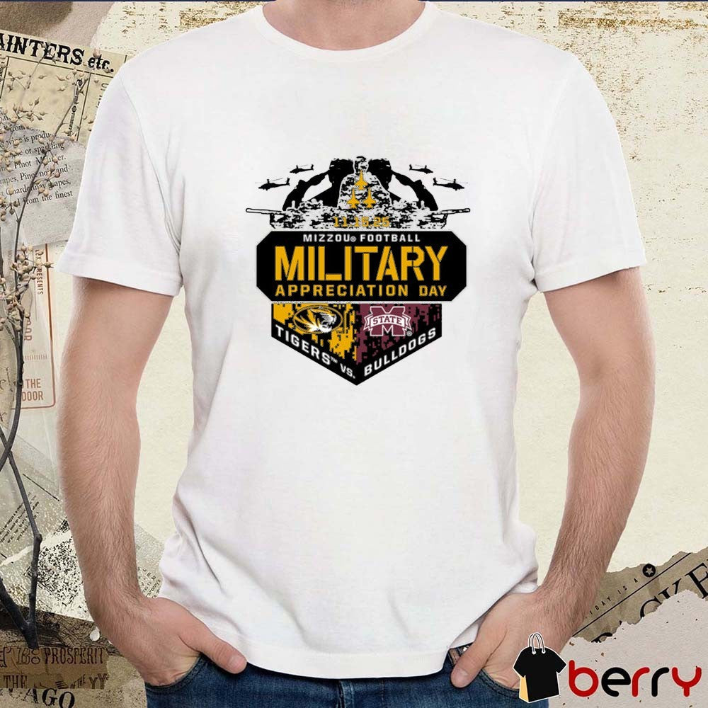 Mizzou Tiger vs Mississippi State Bulldogs Military Appreciation Game Day 11.15.25 t-shirt