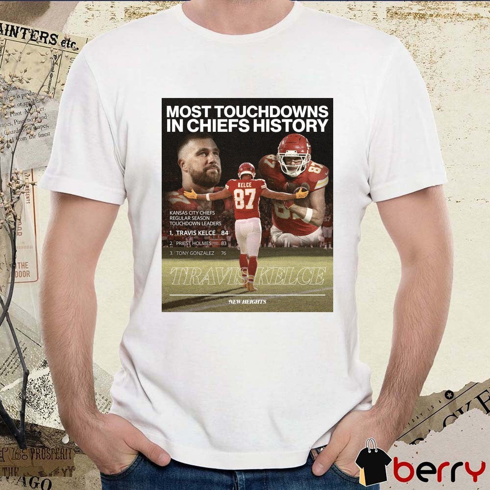 Most Touchdowns In Chiefs History Travis Kelce Kansas City Chiefs New Heights Poster t-shirt