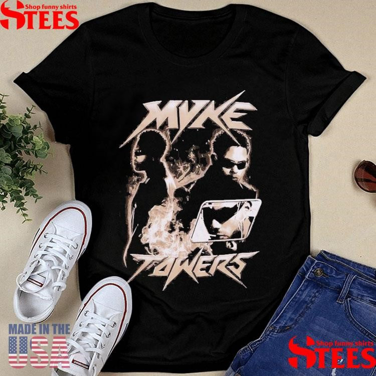Myke Towers Fire Collage T-shirt