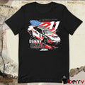 NASCAR Denny Hamlin JGR Joe Gibbs Racing Team Collection Patriotic Car Signature t-shirt