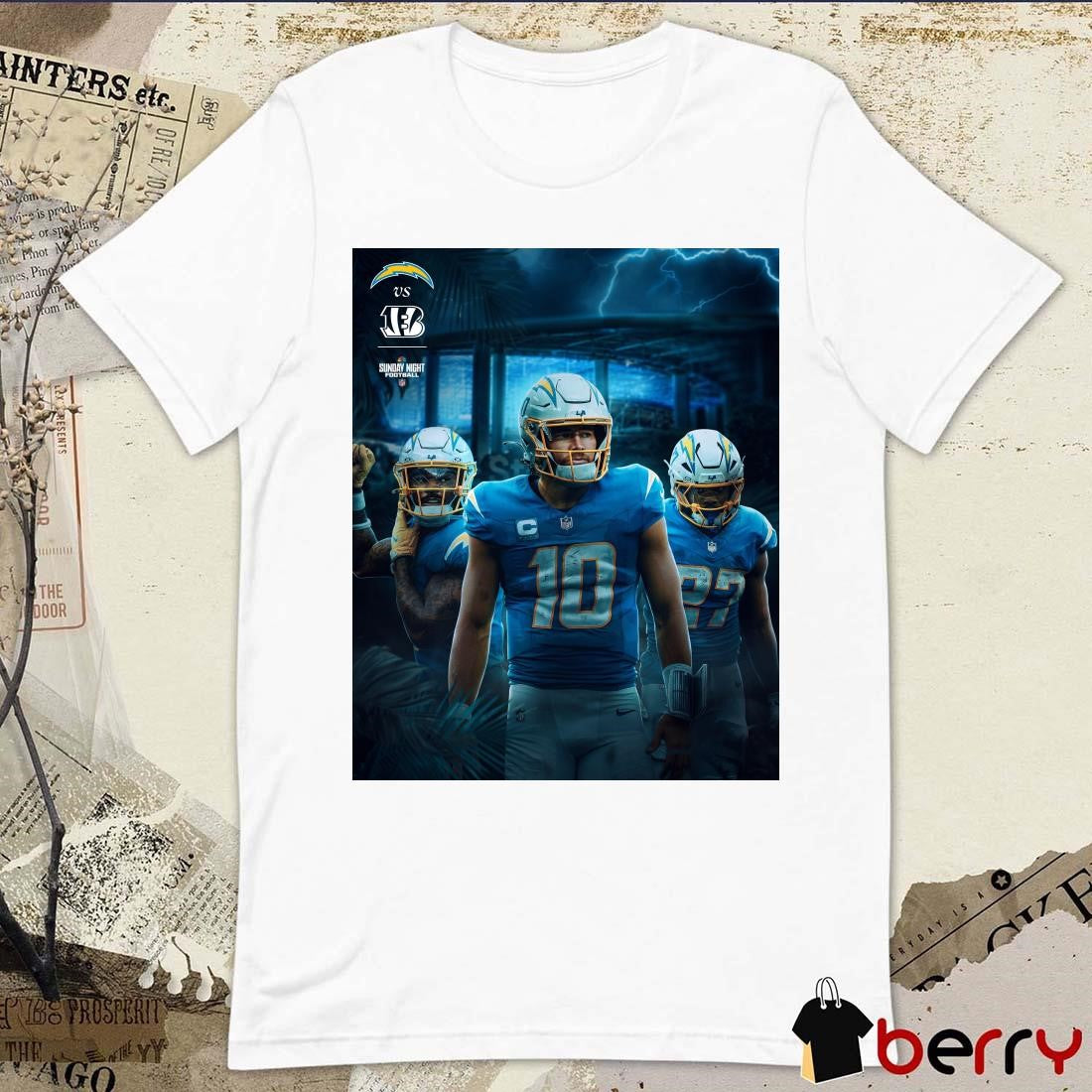 NFL Los Angeles Chargers Vs Cincinnati Bengals Sunday Night Football Light ‘Em Up Poster t-shirt