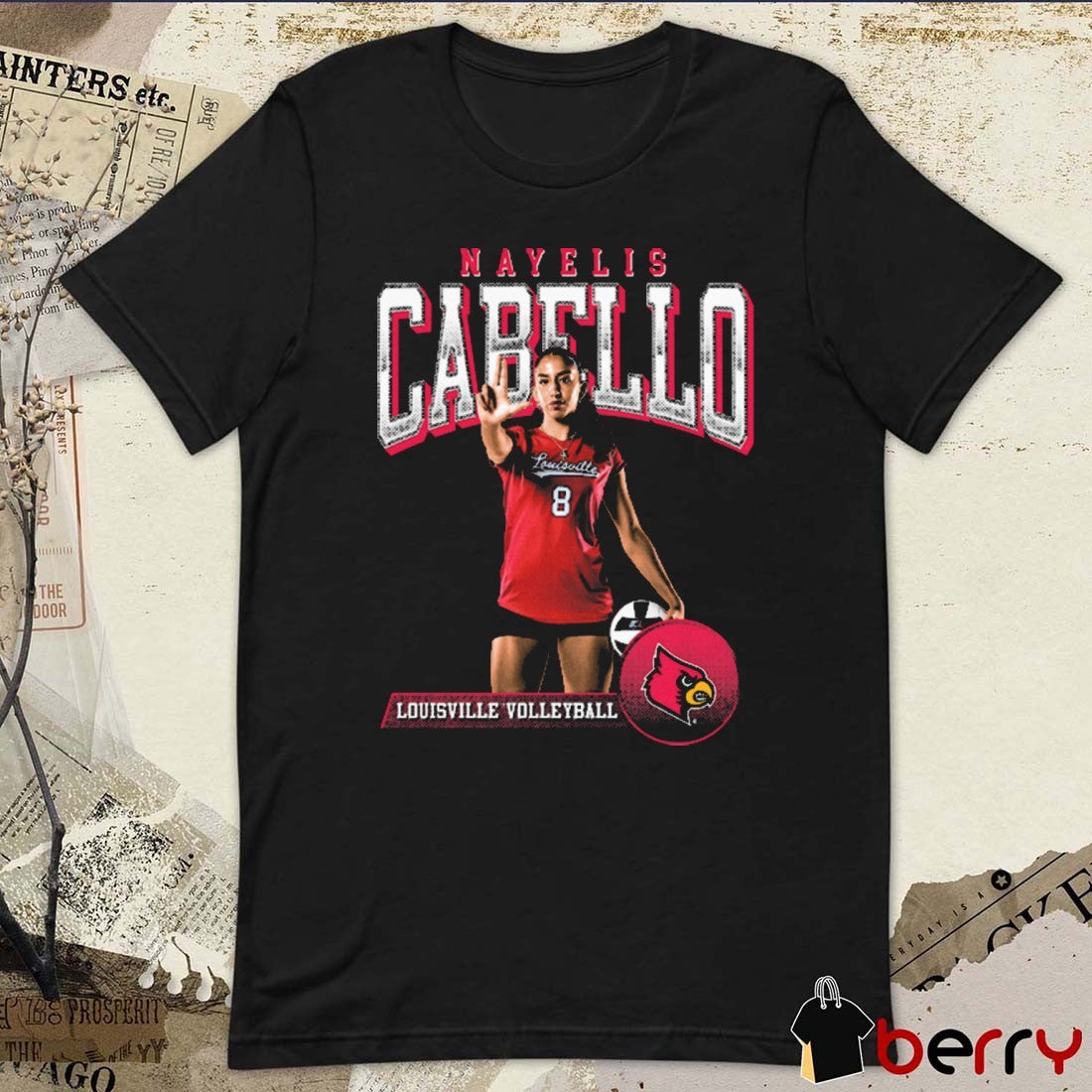 Nayelis Cabello Portrait Louisville Cardinals Volleyball NCAA Graphic t-shirt