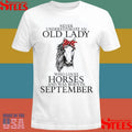 Never Underestimate Old Lady Loves Horses Born In September T-shirt