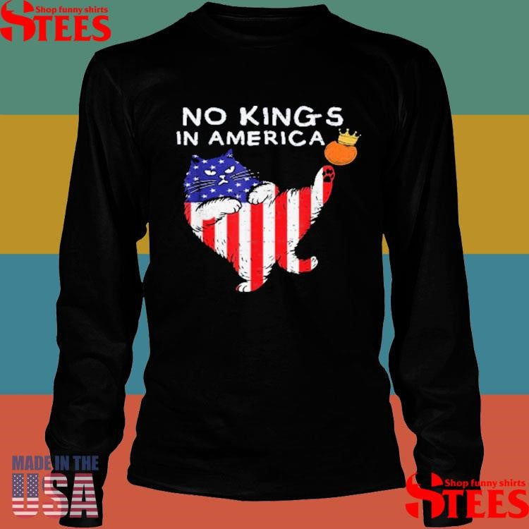No Kings In America Funny Cat Usa Protest Save Democracy 2025 T-shirt