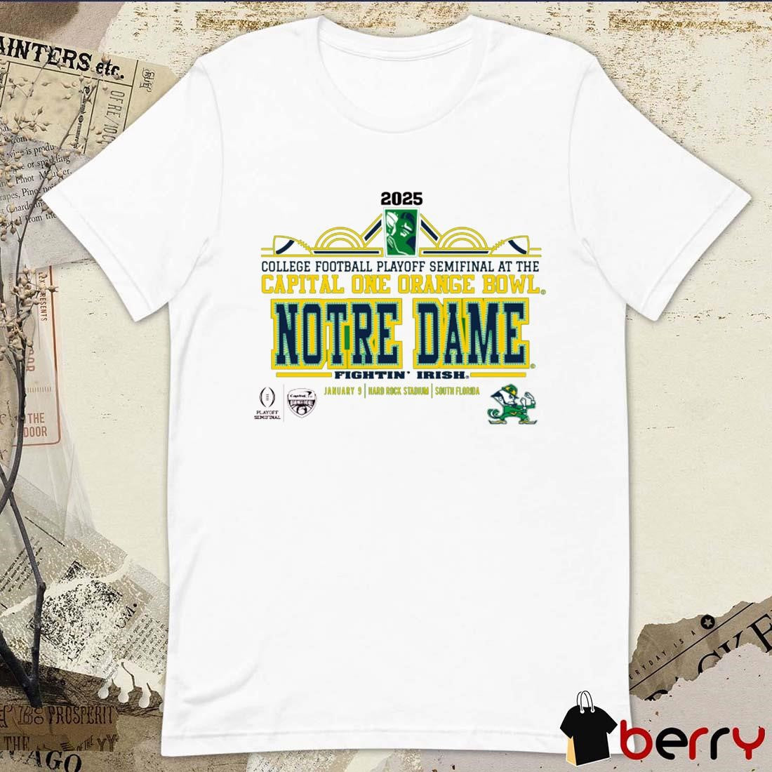 Notre Dame Fighting Irish 2025 CFP Semifinal At The Capital One Orange Bowl Hard Rock Stadium Art Deco Player NCAA t-shirt
