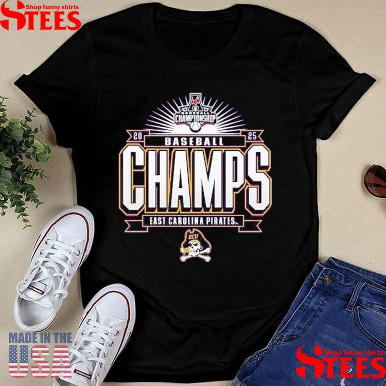Official Purple Ecu Pirates 2025 Aac Baseball Tournament Champions Shirtss