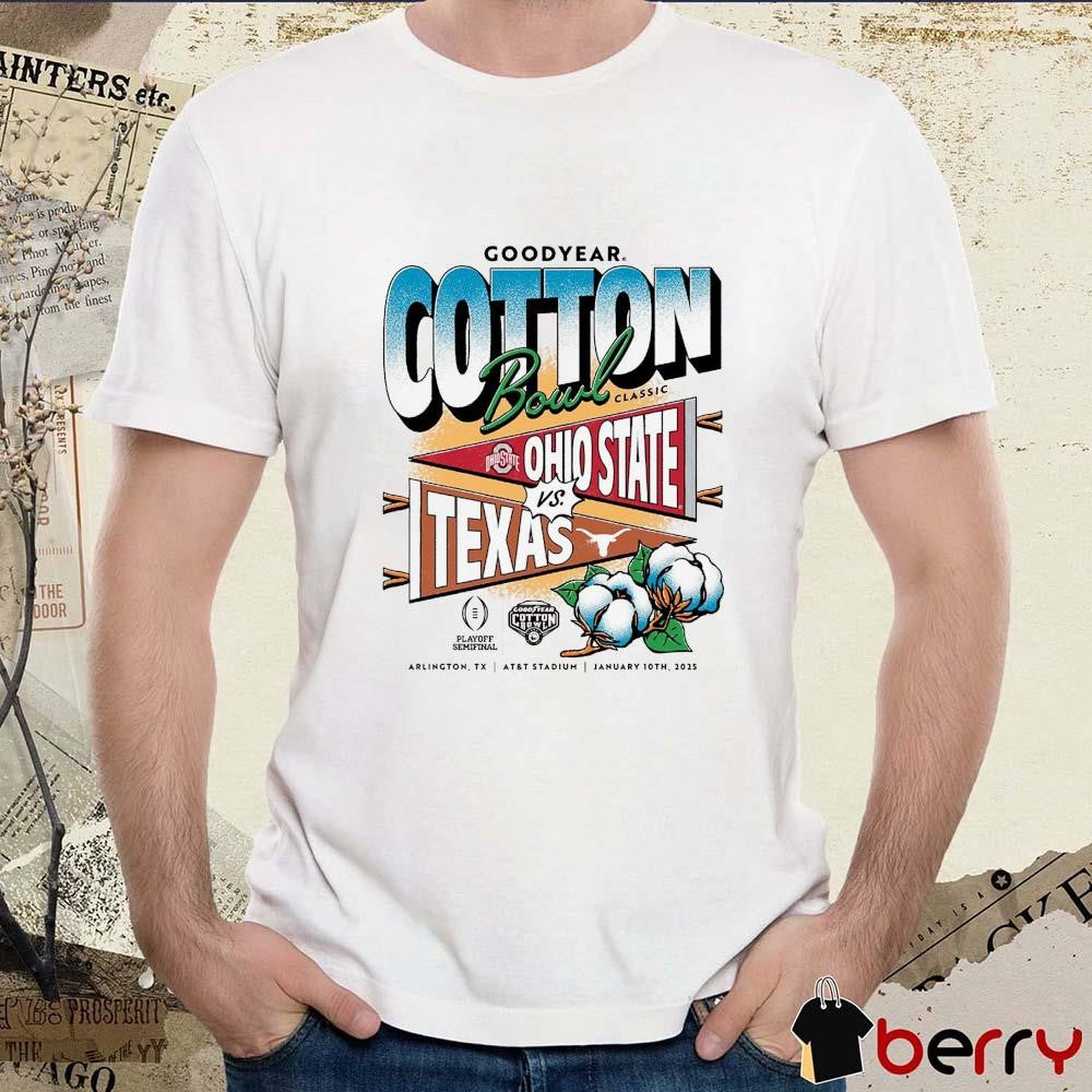 Ohio State Buckeyes Vs Texas Longhorns NCAA College Football Playoff Semifinal 2025 Goodyear Cotton Bowl Classic Head-To-Head Jan 10th t-shirt