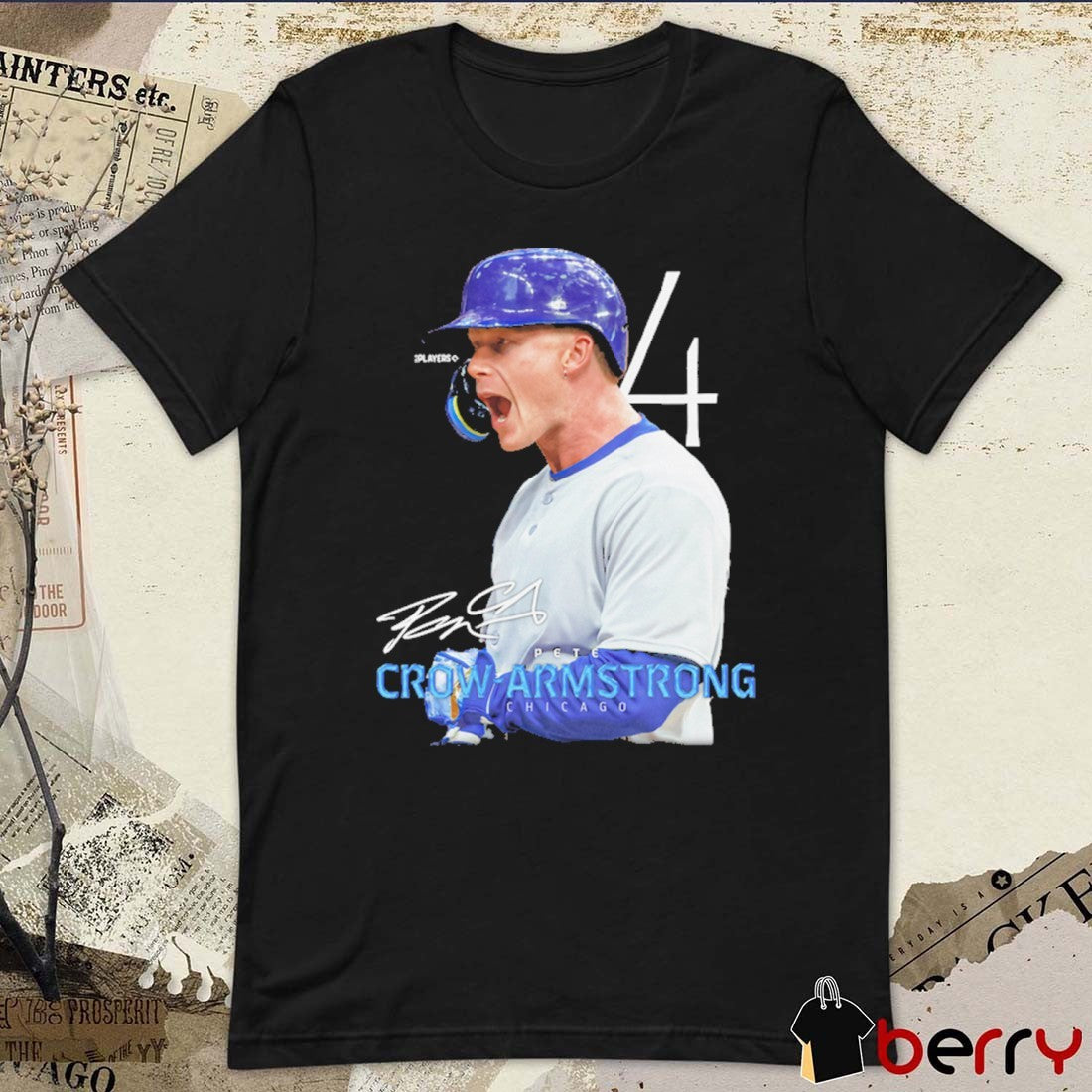 PCA Pete Crow-Armstrong #4 Chicago Cubs MLB Signature Portrait 2025 t-shirt