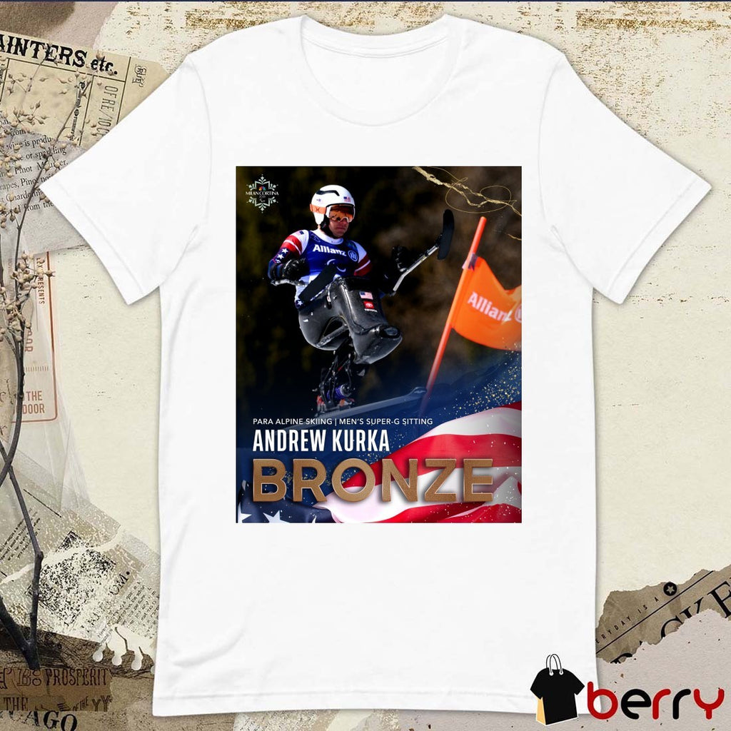 Para Alpine Skiing Men’s Super-g Sitting Andrew Kurka Bronze Medal Winter Paralympics t-shirt