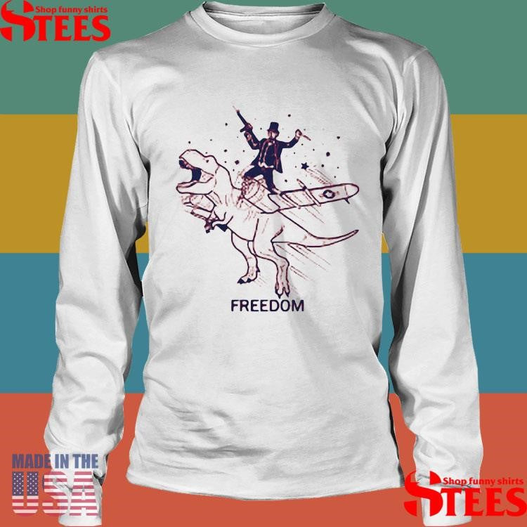 Patriotic Lincoln Riding Dinosaur Usa Freedom T-shirt