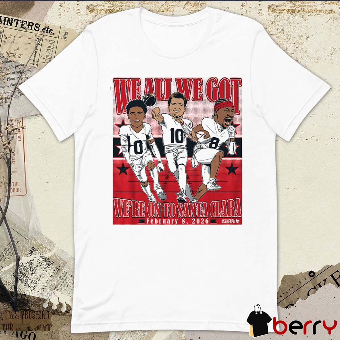 Patriots Drake Maye, Stefon Diggs, and Christian Gonzalez Conference Champions We All We Got We’re On To Santa Clara Caricatures t-shirt