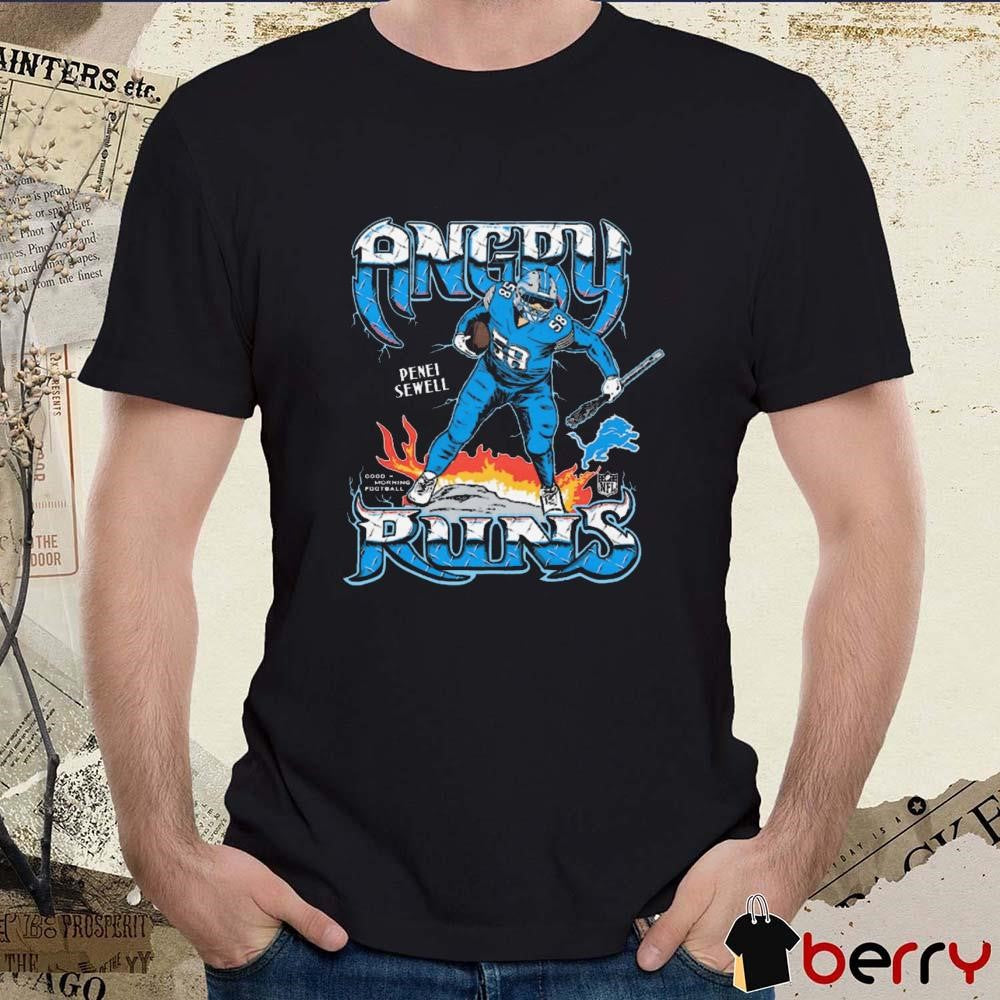 Penei Sewell Detroit Lions NFL Angry Runs Player Graphic t-shirt