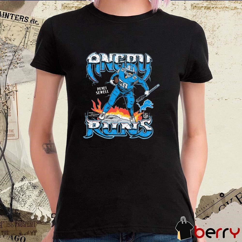 Penei Sewell Detroit Lions NFL Angry Runs Player Graphic t-shirt