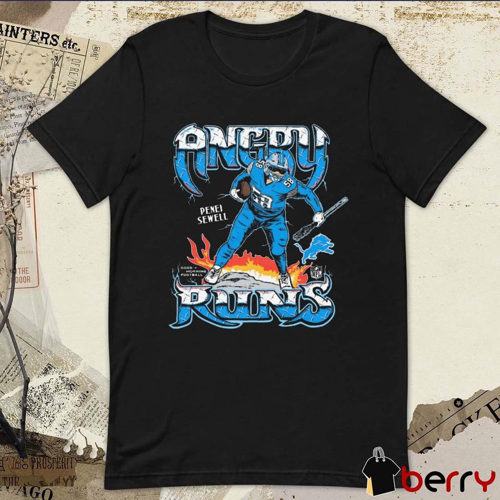 Penei Sewell Detroit Lions NFL Angry Runs Player Graphic t-shirt