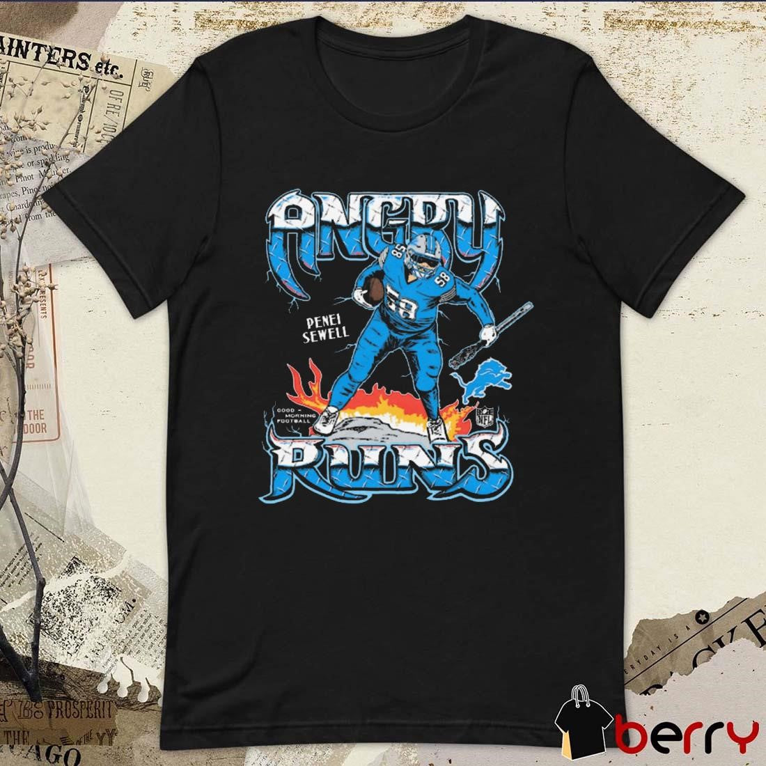 Penei Sewell Detroit Lions NFL Angry Runs Player Graphic t-shirt