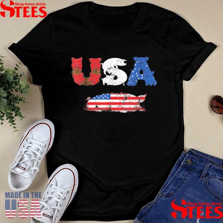 Pig American Usa Flag 4th Of July T-shirt