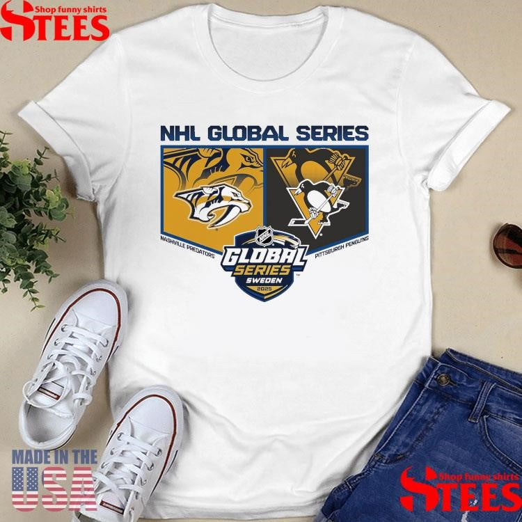 Pittsburgh Penguins Vs. Nashville Predators 2025 Global Series Shirts