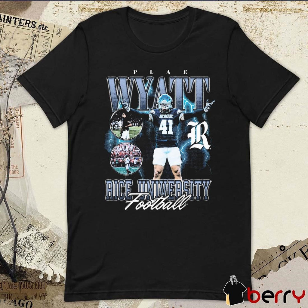Plae Wyatt Rice Owls University Football Vintage Graphic t-shirt