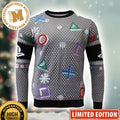 Playstation Symbols Pattern Grey Ugly Christmas Sweater